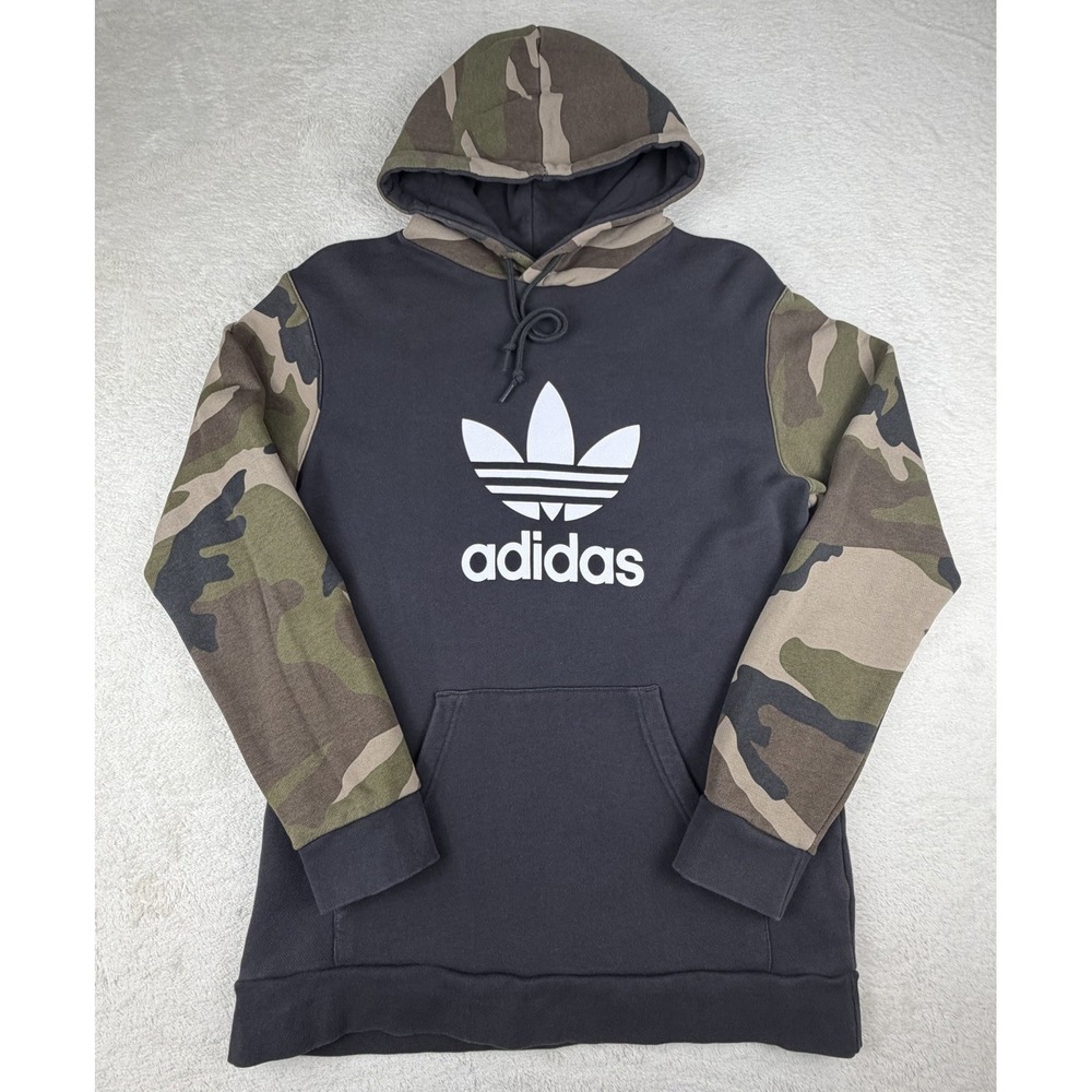 Adidas‎ Originals Trefoil Hoodie Men's M Camo Sleeve Black Pullover Sweatshirt